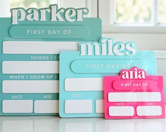Personalized Acrylic First Day of School Sign | Modern School Milestone Board | First & Last Day Photo Prop Gender-neutral design Minimalist