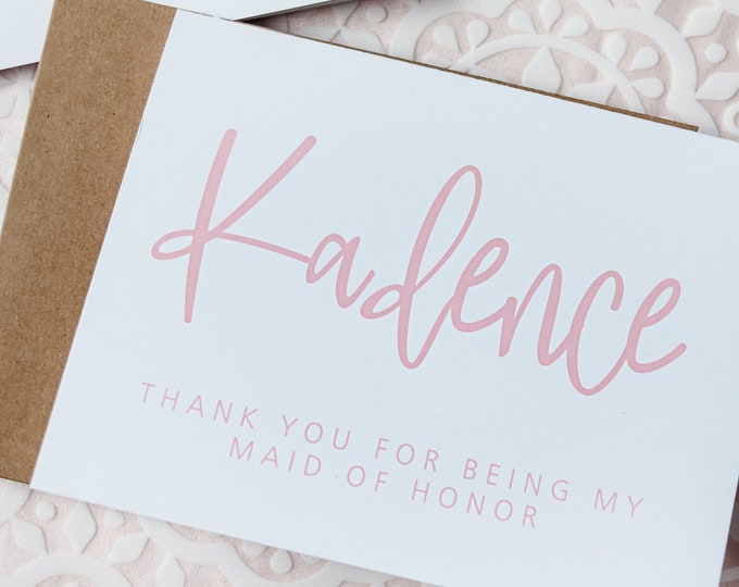 Thank you for being my Bridesmaid Card, Custom Bridesmaid Proposal card, Maid of honor thank you card, matron of honor thank you card