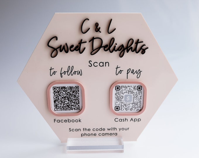 Multi QR code Business Social Media Sign, Custom Logo Sign, Payment Sign, Custom QR Code Sign, Personalized QR Sign, Payment business Sign