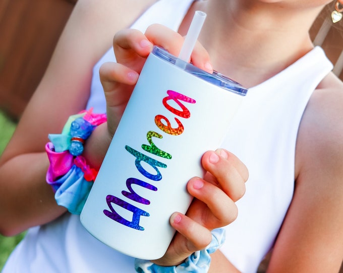 Personalized Kid’s & Toddler's Water tumbler, kids water bottle personalized, kids tumblers personalized, colorful tumbler, rainbow cup