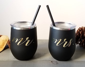 Stainless Steel, Wife Gift, Husband Gift, Newlyweds, Steel Tumbler,Bridal Party Tumbler, wine glass,Bridal wine cup, Bridesmaid Tumbler