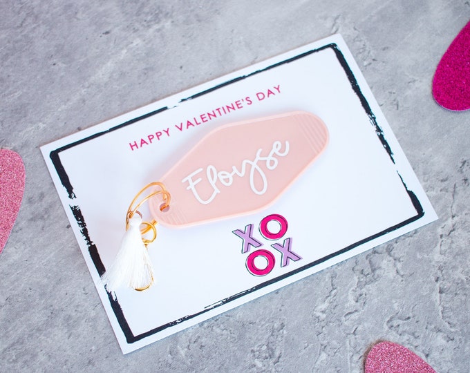 Motel Keychain Custom, I Love you keychain, valentines day gift idea, valentines day gift, galentines day gift, babe keychain