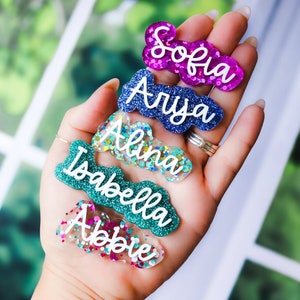 Personalized Name Hair Clips | Acrylic | Hair bow | Alligator clip | Hair Accessory | Girls school hair clip | personalized hair barrette