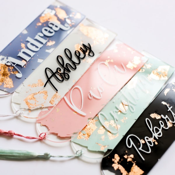 Personalized Bookmark, Acrylic bookmark with name, painted book mark, bookmark for women, bookmark personalized, book lover gift book marks