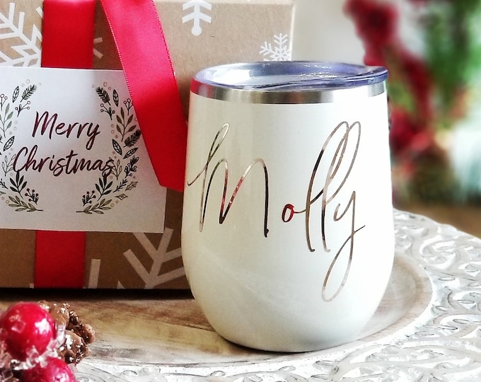 Christmas Box, Christmas gift set, christmas gift box, Personalize Wine Tumbler gift for her | personalize Wine Glass