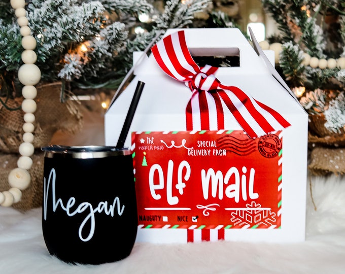 Christmas Box, Christmas gift set, christmas gift box, Personalize Wine Tumbler gift for her | personalize Wine Glass