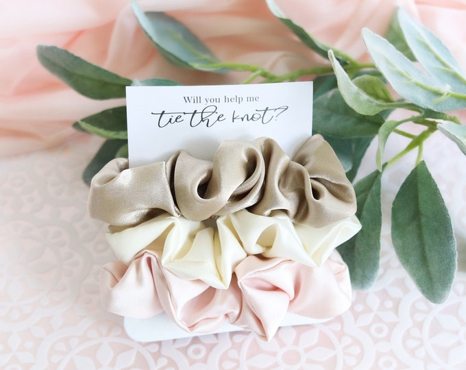 Help me tie the knot scrunchies, blush wedding favor, bridesmaid proposal favors, bridesmaid scrunchie To Have and To Hold Hair Scrunchies