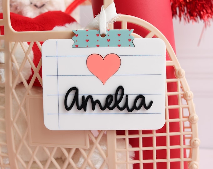 Valentines Day Tag, Valentines Name Tags, Personalized Valentine Tag, Basket Name Tag, Valentines Basket Tag, Valentines Keepsake