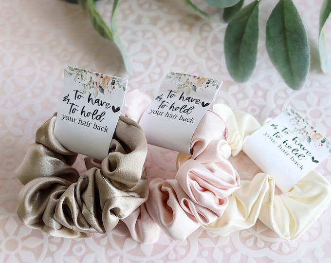 Bridesmaid Scrunchie Help me tie the knot scrunchie To Have and to Hold Scrunchies  Bridal Party Favor Bachelorette Party Favors