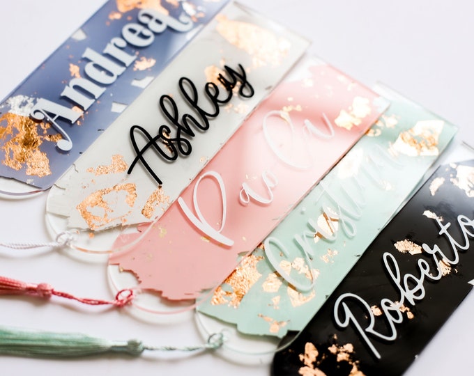 Personalized Bookmark, Acrylic bookmark with name, painted book mark, bookmark for women, bookmark personalized, book lover gift book marks