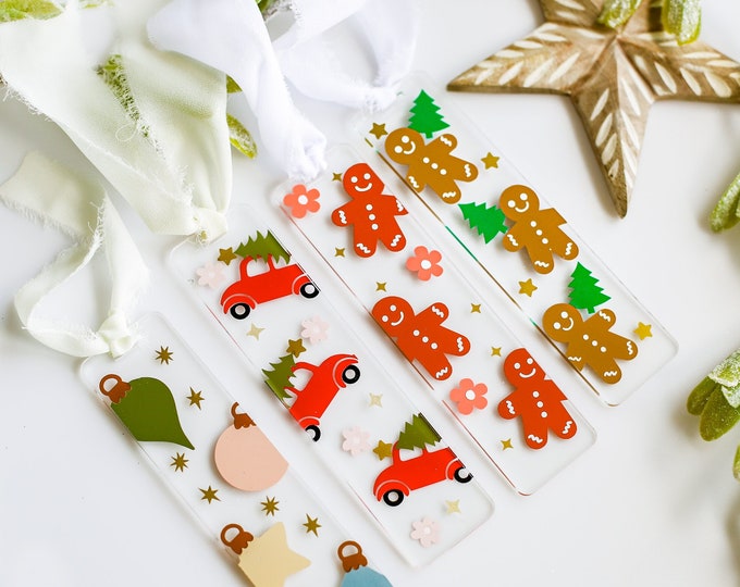 Vintage Christmas Bookmark, gingerbread gift old red christmas truck decor vintage decor bookmark personalized bookmark custom bookmark