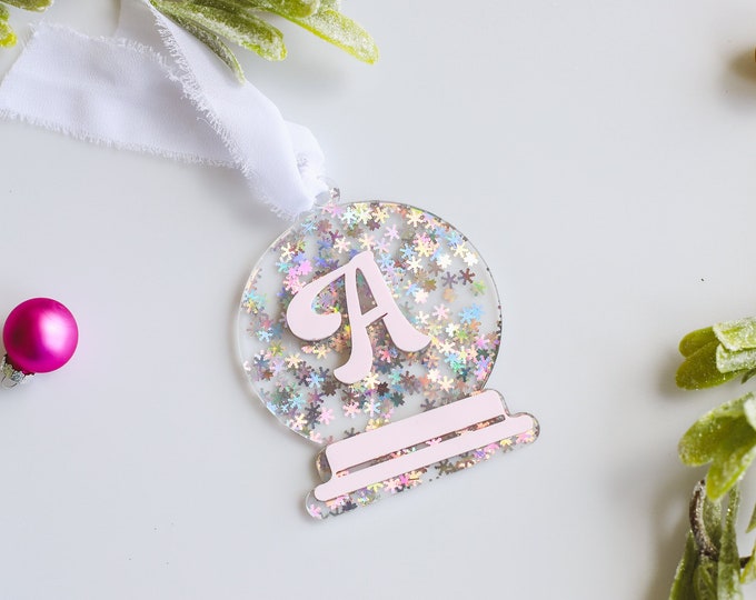 Personalized Christmas Ornament, Snow Globe chritmas ornament, girl Christmas ornament, pink ornament, lilac Christmas, Pink Christmas decor