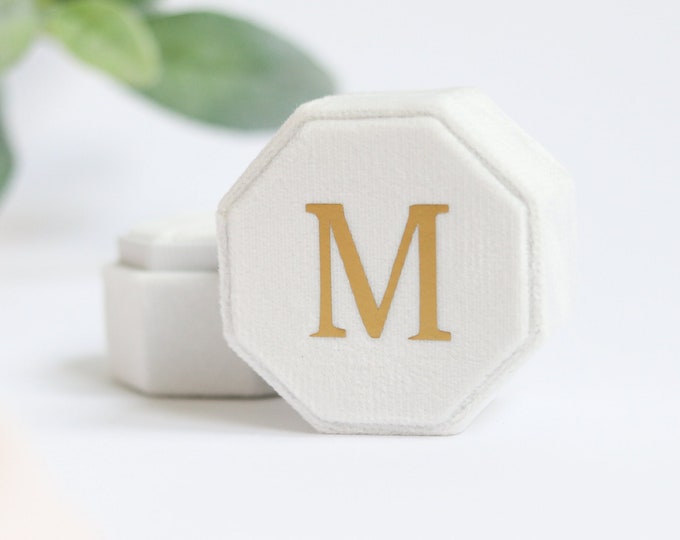 Wedding Ring Box Mrs Ring Box  Engagement Ring Box Custom Hexagon Velvet Ring Box Engagement gift Gift for Bride Bridal Shower Gift