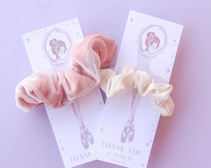 Baby Shower Favor Tags, Baby Shower Favor, Ballerina Scrunchie Birthday Favor, Tutu, Girl scrunchie, girl birthday favors, Personalized Tags