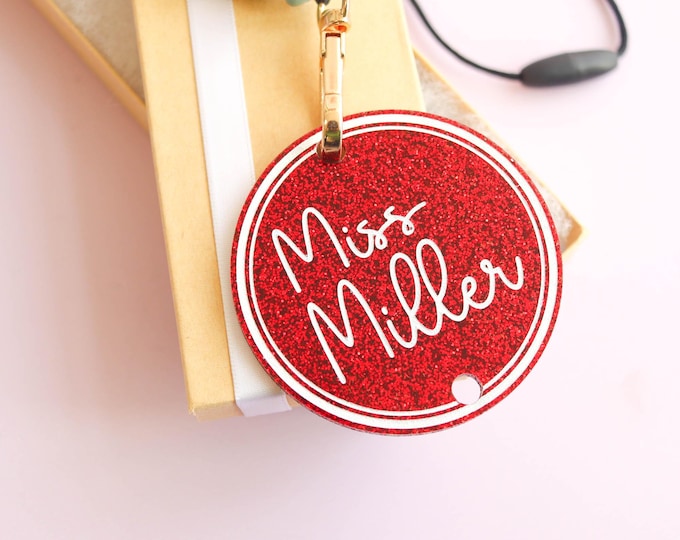 Trendy Teacher Lanyard Accessory , Personalized Gift for teachers, Personalized Teacher Name Plate, Teacher gift