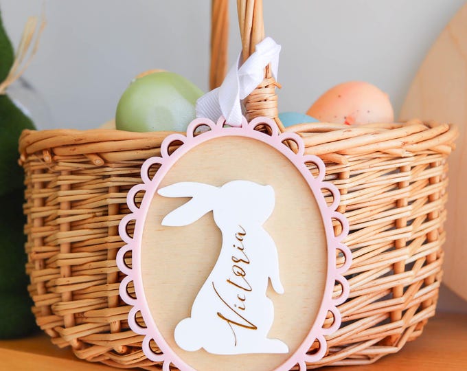 Personalized Easter Basket Tag, Custom Name Kids Bunny Gift, Kids Easter Basket, Custom Name Tags