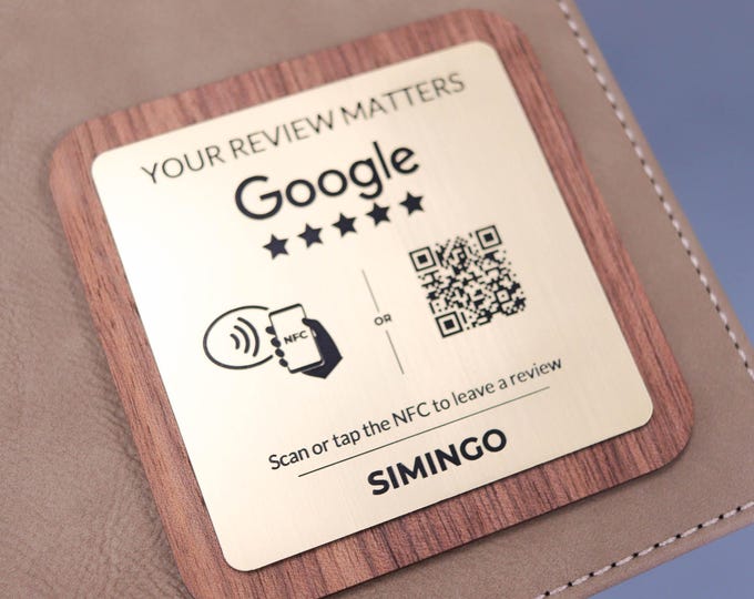 Personalized Engraved QR Code Plaque, QR code, Tap to pay, Hotel, Bar, Instagram, Facebook, Google Reviews QR Code, Nfc qr code