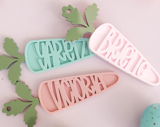 Easter Egg Hunt Carrot, Custom Basket Filler Tag Kids,  3D Carrot Spring Easter Decor Celebration, Personalized Gift,