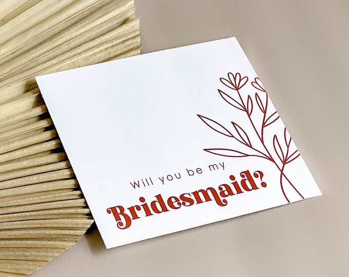 Bridesmaid Proposal Card, Bridesmaid Gift, Rust, Terracotta, Boho Wedding, Will You Be My Bridesmaid, Maid of Honor, , Bridesmaid Gift Box