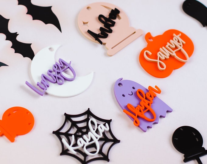 trick or treat bag tag, Halloween Basket Tags, Custom Basket Kids Labels, Halloween name tag, Halloween kids name tag, halloween gift