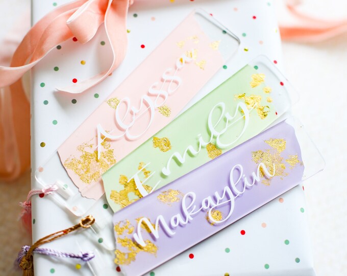 Personalized Bookmark, Acrylic bookmark with name, hand painted book mark, bookmark for women, book lover gift ar test book club gift