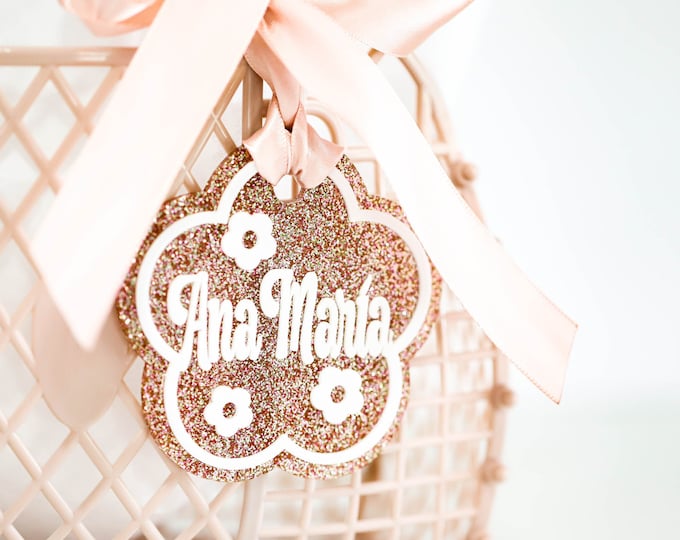 Flower Girl basket TAG, flower girl name tag, flower girl gift tag, easter name tag,  keychain