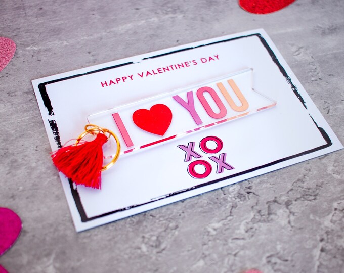 I Love you keychain, I love you gift, valentines day gift idea, valentines day gift, galentines day gift, friendship say gift, happy quotes