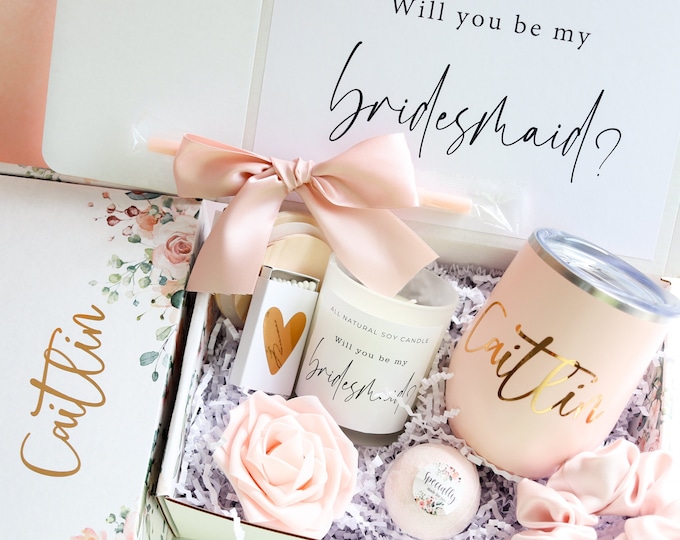 Will You Be My Bridesmaid Proposal Box Set, Personalized Bridesmaid Gift Box Set, Matron of Honor, Maid of Honor, Bridesmaid Tumbler