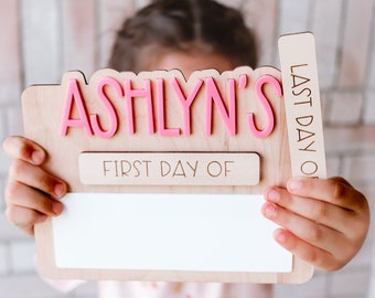 Personalized First and Last Day of School Sign, Back To School, Reusable Erasable School Sign, Preschool Kindergarten First Day Prop 2023