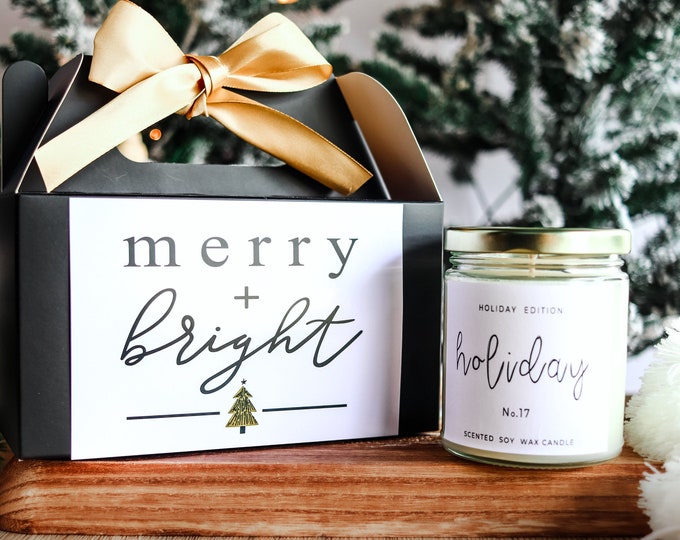 Holiday Candle Gift, Christmas Box, Black and White Christmas gift set, candle gift, Holiday Candle gift, Christmas candle gift