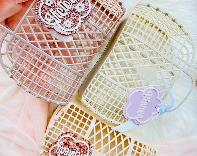 Jelly Bag, Plastic basket, Pool Bachelorette party gift, pool party favor, custom jelly bag, retro plastic bag, personalized jelly bag