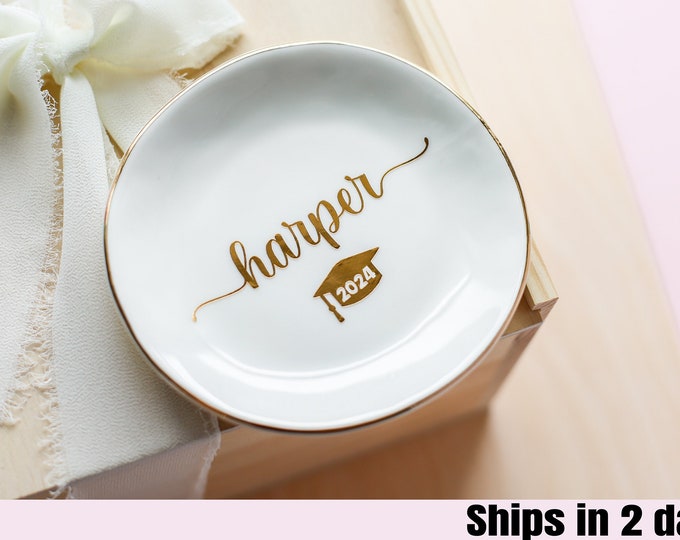 Graduation Gift for Her | Graduation Jewelry Dish | Daughter Grad Gift | College Graduation | Personalized Trinket Dish | Class of 2024 Gift