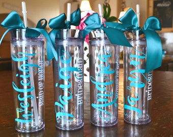 Custom Tumbler,  Personalized Tumbler,Bridesmaid,Barchelorette Party,Bridesmaid Tumbler,Team Gift,Personalized Tumbler with Straw,Bridal