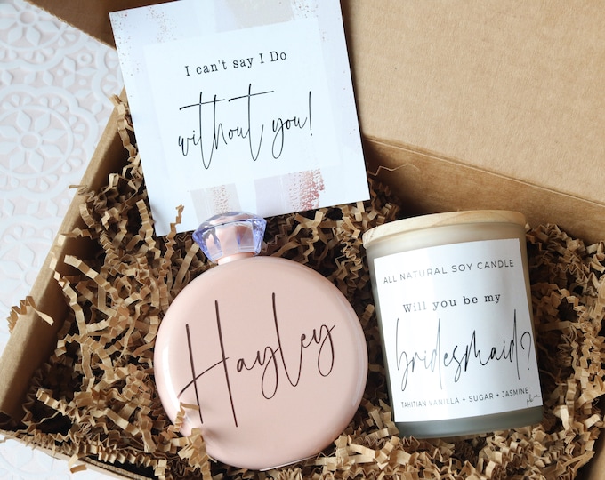 Bridesmaid gifts personalized | Bridesmaid Proposal Box | Bridesmaid proposal candle Will You By My Bridesmaid I can't say I do without you