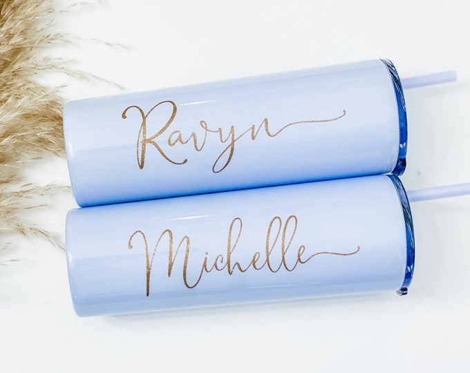 Custom Name Tumbler, Personalized Tumbler, bohemian Cup, Skinny Metal Tumbler, Custom Water Bottle, boho Tumbler, Travel Mug, lavender cup