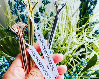 Diamond pen, Bridesmaid Proposal Gift Inexpensive Bridesmaid Gifts Bridal Shower Favors Bridesmaid Pen Bride Pen Brides Babes