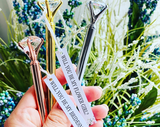 Diamond pen, Bridesmaid Proposal Gift Inexpensive Bridesmaid Gifts Bridal Shower Favors Bridesmaid Pen Bride Pen Brides Babes