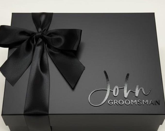 Black Personalized Magnetic Box for Men, 3D Acrylic Name, Modern Luxury Packaging, Empty Male Gift Box, Husband Keepsake, Groomsmen Box