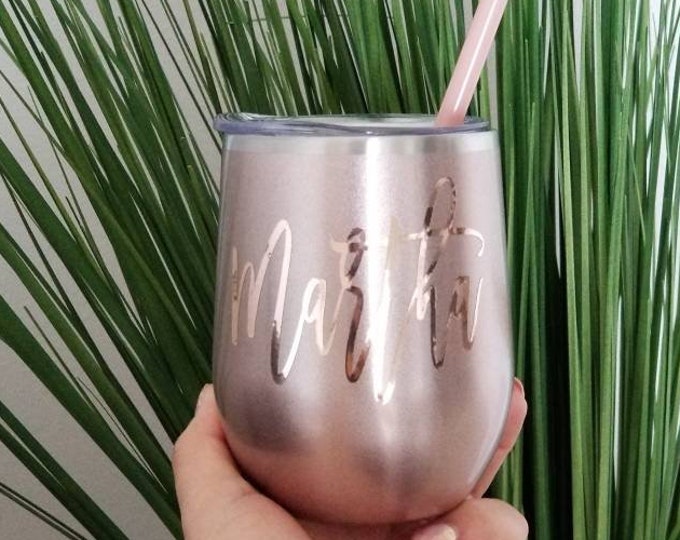 Rose Gold Tumbler Wine Tumbler Custom Wine Tumbler  Custom Tumbler Wine Glass Wine Cup Bachelorette Gift Bachelorette Party christmas gift