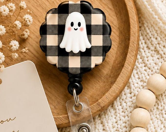 Personalized Badge Reel, Retractable ID Badge Holder, Initial Badge Reel, Nurse Teacher Badge Reel, Halloween Badge, Fall ID Badge reel