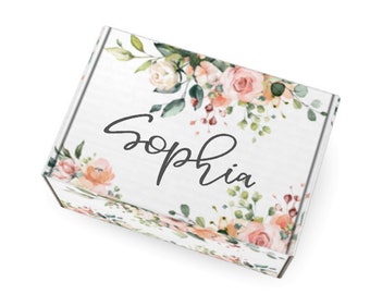 Personalized gift box, custom gift box, girly gift box, floral gift box, boho gift box, girlfriend gift box, blush gift box
