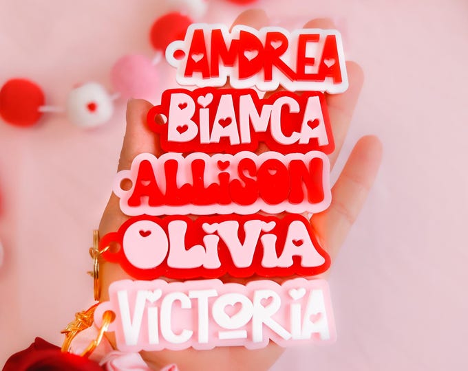 Valentine's Keychain, valentines keychain, valentine's party favor, galentine's party favor, valentine's name tag, Valentine's school gifts