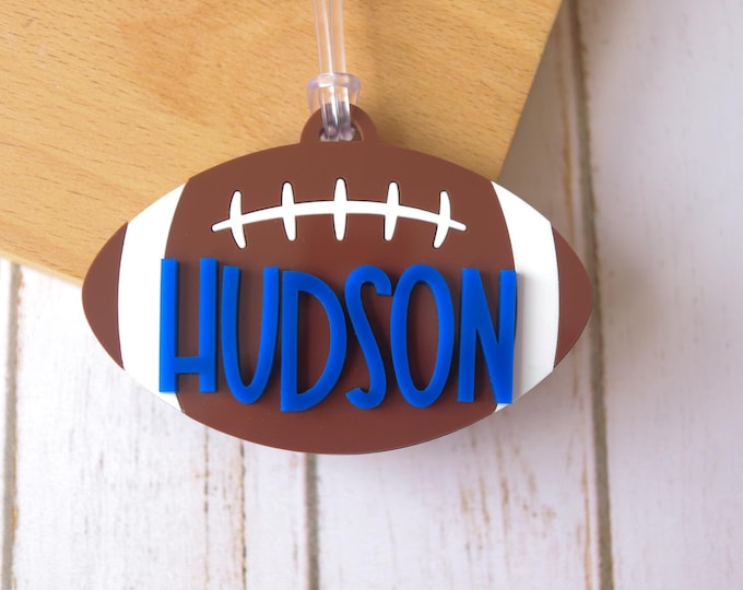 Personalized Football Bag Tag football mom tag Custom Name Tag for Football Backpack Tag Football Player Gift Football Team Gift Bogg Tag