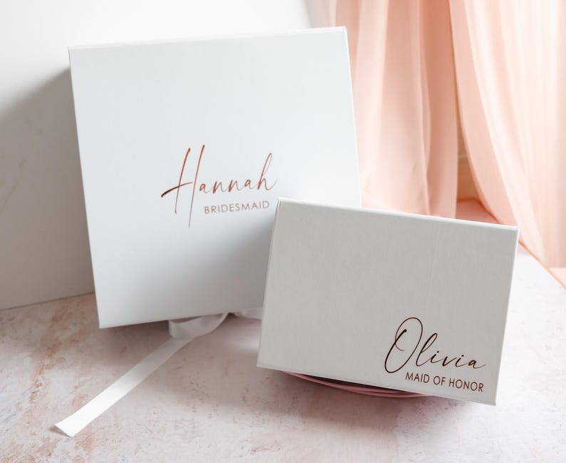 Magnetic Box White or Black, Gift Box Bridesmaid Empty Gift Box Proposal Magnetic Box |Bridesmaid Box| Maid of Honor Gift Box| strong Box image 5