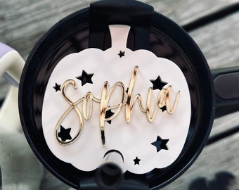 Pumpkin  name plate for 40oz/30oz Tumbler Personalized Name Tag | halloween Personalized name tag for tumbler lid, for Quencher H2.0