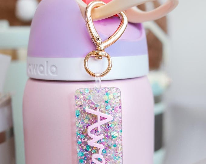 Water bottle name tag, Owala Name plate, Owala keychain, owala accessories, tumbler name tag, acrylic name keychain, name tag, bag name tag