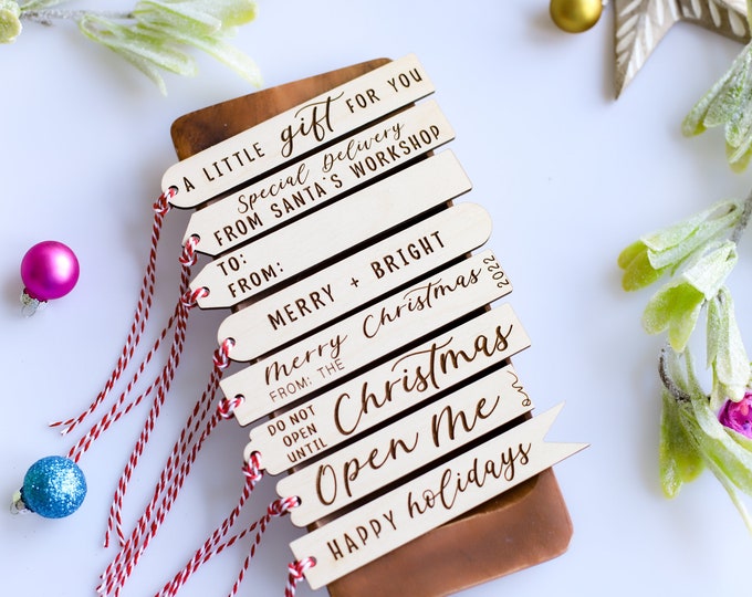 Christmas Gift Tag set, gift tag set, christmas presents tags, open until Christmas tags