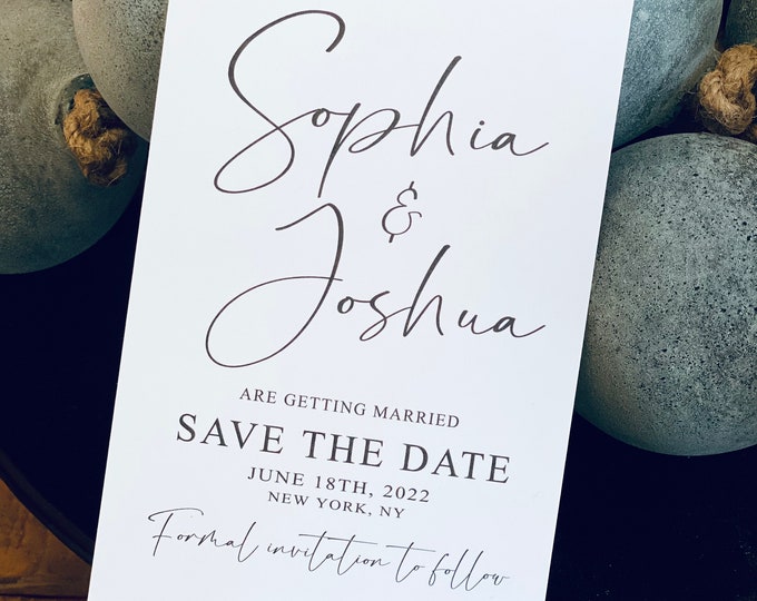 Save the date card, save the date proposal card, couple name save the date card, modern script save the date card wedding proposal date card
