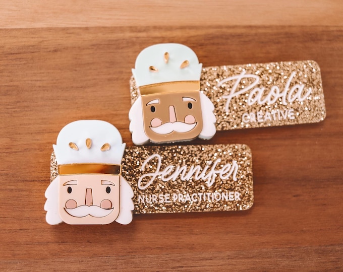 Personalized Christmas Name Badge, Nutcracker uniform accessory, Magnetic ID Tag