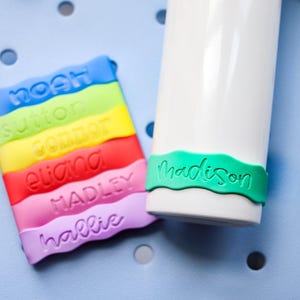 Personliga flaskband, silikonband, återanvändbara etiketter, skola, dagis, sport, namnband, anpassade, vattentäta, etiketter för sippringar, band bild 8